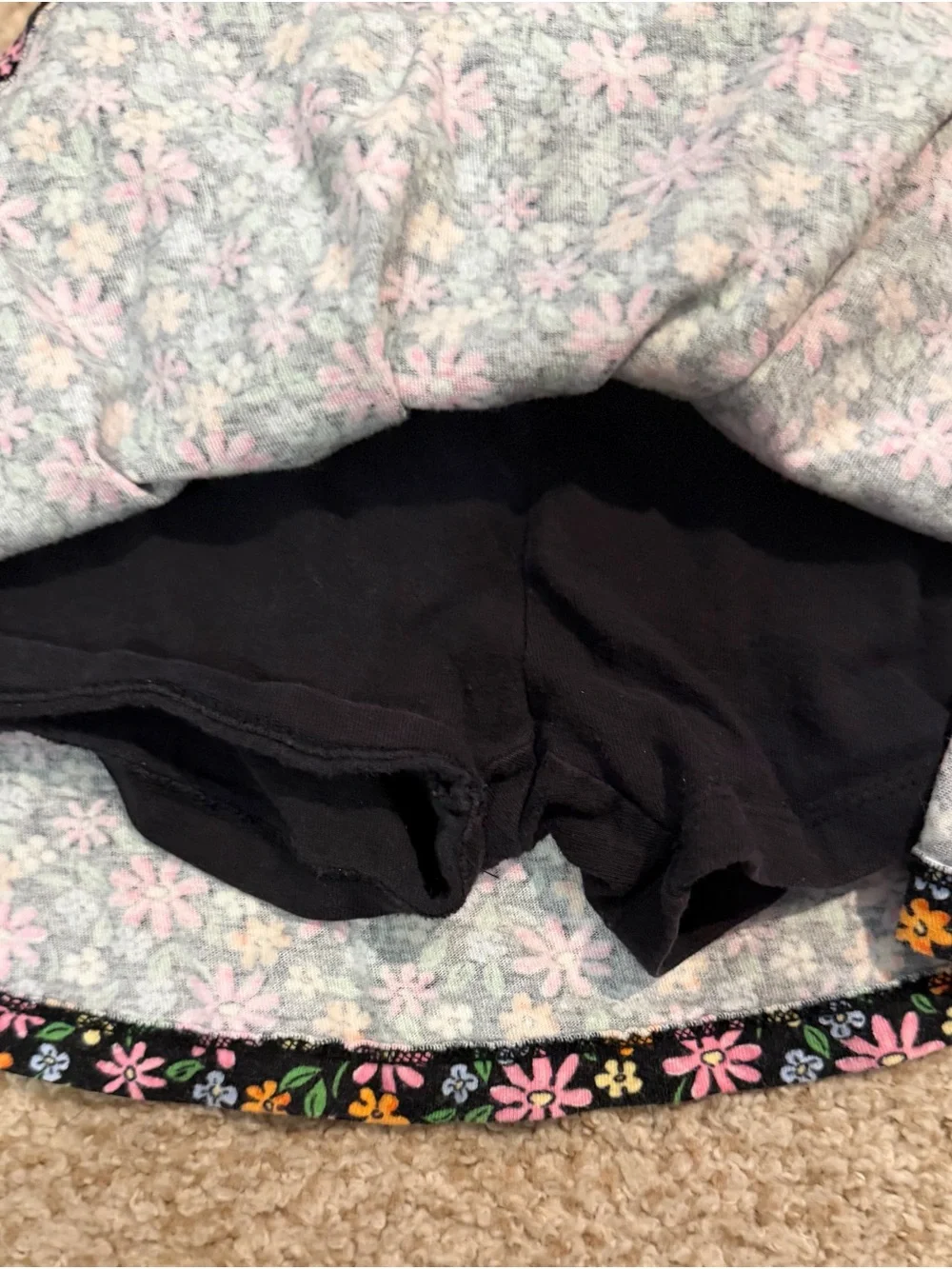 Old Navy Black Knit Floral Skort with Pink, Yellow & Green Flowers